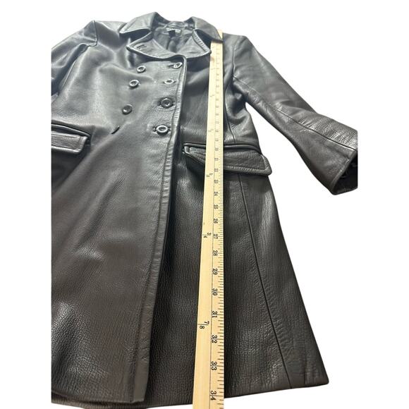 Vintage Polo Ralph Lauren Leather Double Breasted Mid Length Jacket Sz Medium - Picture 2 of 8